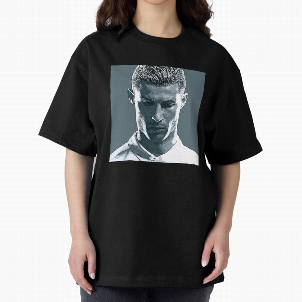 Ronaldo Portrait Oversized T-Shirt Turn Football Passion into FIFA World Cup 2026 Group Stage Spirit, Filled with Spain, Messi, Champion Mindset, Group Stage Buzz, Knockout Tension and Passionate Fan Culture; Built for Supporters Chasing Trophy