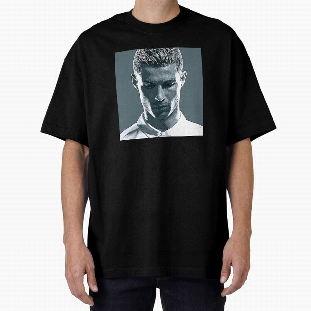 Ronaldo Portrait Oversized T-Shirt Turn Football Passion into FIFA World Cup 2026 Group Stage Spirit, Filled with Spain, Messi, Champion Mindset, Group Stage Buzz, Knockout Tension and Passionate Fan Culture; Built for Supporters Chasing Trophy