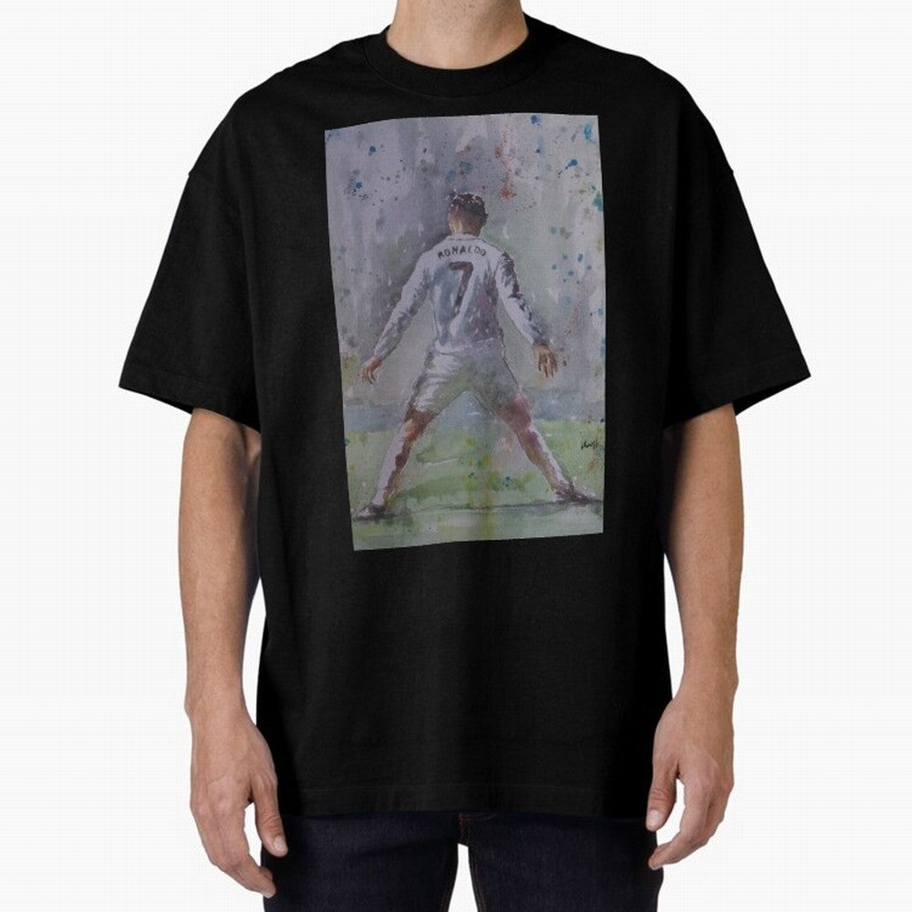 Cristiano Ronaldo - Portrait 2 Oversized T-Shirt Bring Trophy Dreams to Global Football Passion for FIFA World Cup 2026, Filled with Cristiano Ronaldo, Haaland and CR7, Germany, Sports Nostalgia, International Competition, Famous Players and
