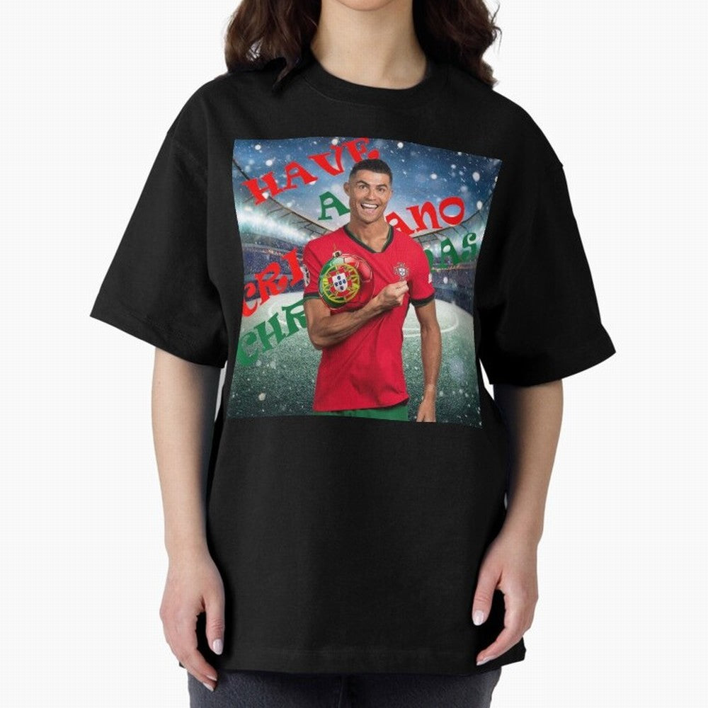 Have a Cristiano Christmas Oversized T-Shirt Support FIFA World Cup 2026 Celebrating CR7 and Messi, Brazil, Portugal and Argentina Energy, Worldwide Fan Energy, Dramatic Goals, Stadium Lights and Championship Celebrations; Ideal for Passionate Fans
