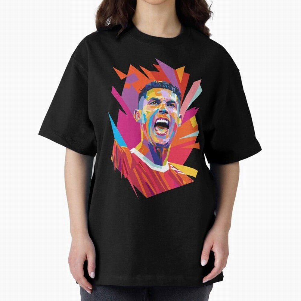 Cristiano Ronaldo Pop Art WPAP Oversized T-Shirt Fuel Your Fan Pride for Match Day Hype around FIFA World Cup 2026 Group Stage, Cristiano Ronaldo, Argentina and Brazil, Worldwide Fan Energy, Dramatic Goals, Stadium Lights and Championship