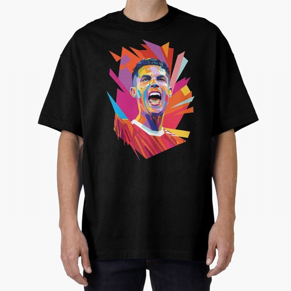 Cristiano Ronaldo Pop Art WPAP Oversized T-Shirt Fuel Your Fan Pride for Match Day Hype around FIFA World Cup 2026 Group Stage, Cristiano Ronaldo, Argentina and Brazil, Worldwide Fan Energy, Dramatic Goals, Stadium Lights and Championship