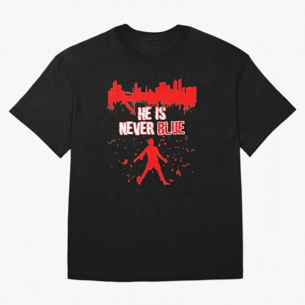 Cr7-Ronaldo-He Is Never Blue Manchester-Red Oversized T-Shirt Showcase FIFA World Cup 2026 Group Stage Spirit, Featuring Netherlands, Cristiano Ronaldo, Stadium Memories, Football Loyalty, International Chants and Championship Tradition; Perfect
