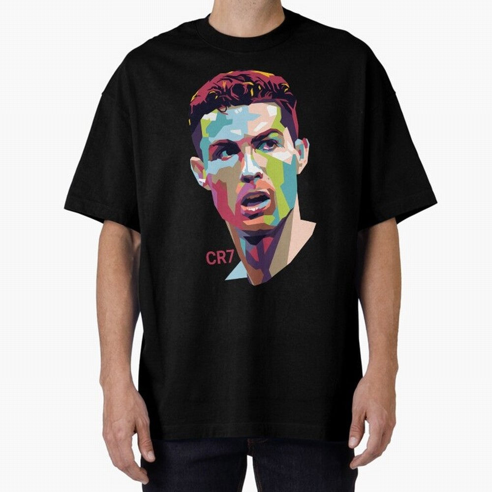 Cristiano Ronaldo Pop Art Portrait Oversized T-Shirt Bring Bold Fan Energy to the FIFA World Cup 2026 USA Canada Mexico Journey through Cristiano Ronaldo, Haaland and CR7 Highlights, Spain and Netherlands Pride, Soccer Culture, Superstar Moments,