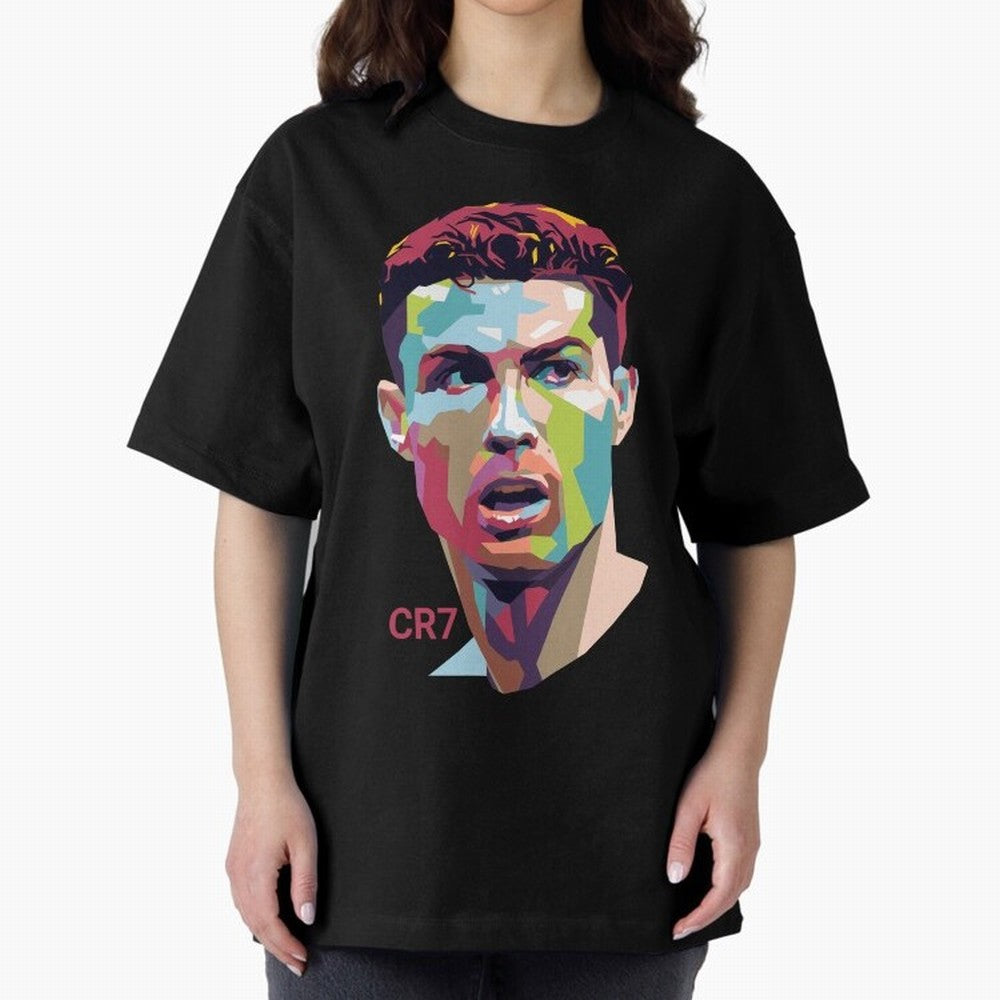 Cristiano Ronaldo Pop Art Portrait Oversized T-Shirt Bring Bold Fan Energy to the FIFA World Cup 2026 USA Canada Mexico Journey through Cristiano Ronaldo, Haaland and CR7 Highlights, Spain and Netherlands Pride, Soccer Culture, Superstar Moments,