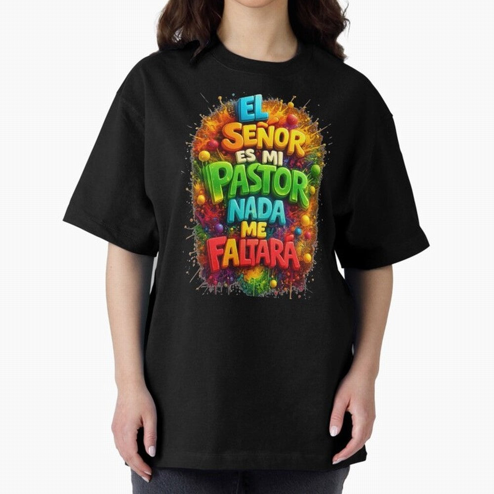 Modern 3D Psalm 23 Spanish Christian Art - El Se?or es mi Pastor Oversized T-Shirt Celebrate the Road through FIFA World Cup 2026 Filled with Messi, France and Portugal Energy, Football Festival Excitement, Trophy Ambitions, Country Rivalries and