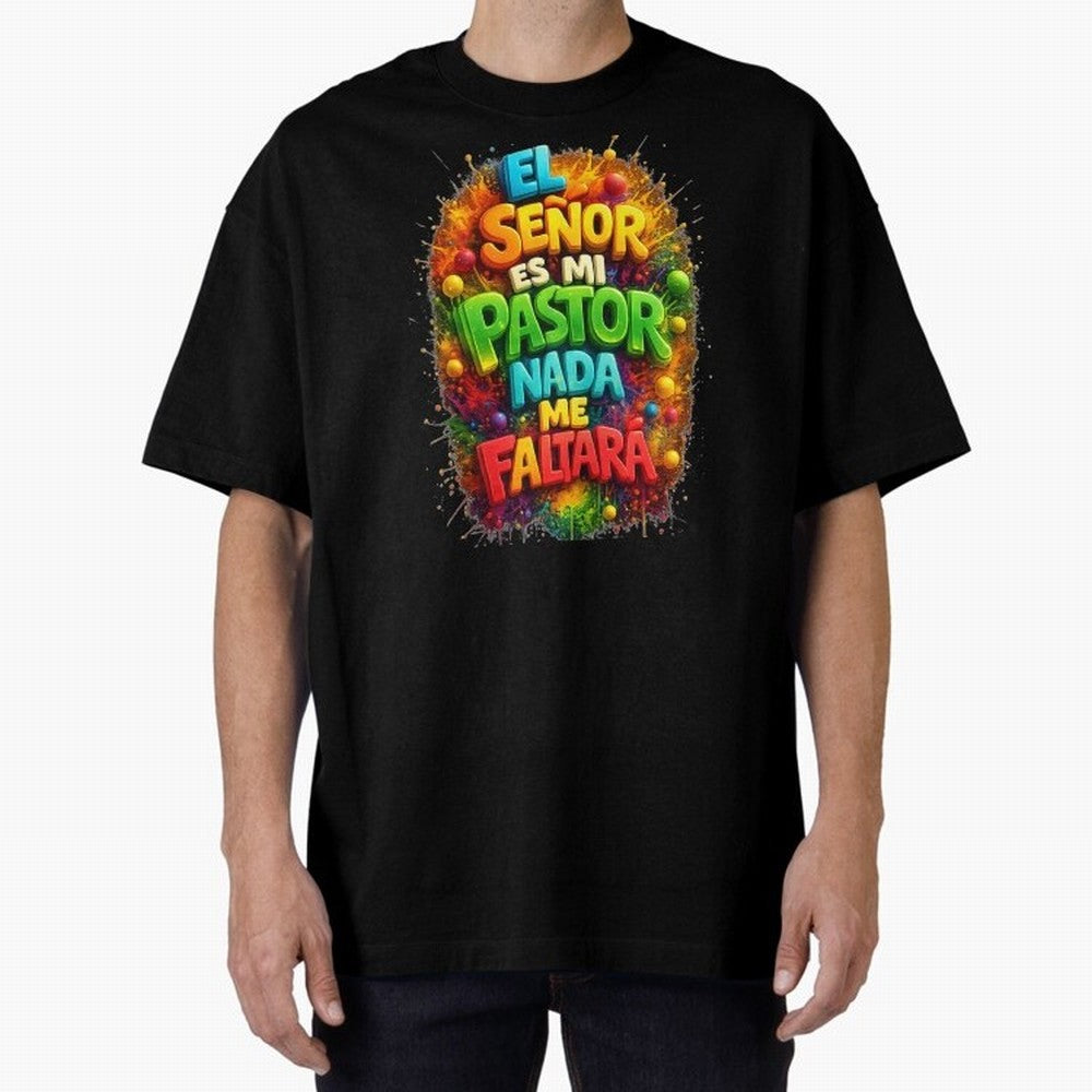 Modern 3D Psalm 23 Spanish Christian Art - El Se?or es mi Pastor Oversized T-Shirt Celebrate the Road through FIFA World Cup 2026 Filled with Messi, France and Portugal Energy, Football Festival Excitement, Trophy Ambitions, Country Rivalries and