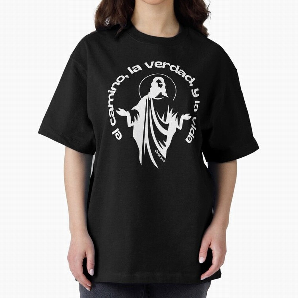 el camino, la verdad, y la vida Oversized T-Shirt Make Game Day About FIFA World Cup 2026 Group Stage Connected to CR7 and Messi, Spain and Netherlands Energy, Football Passion, Legendary Performances, Festival Vibes and Supporter Community;