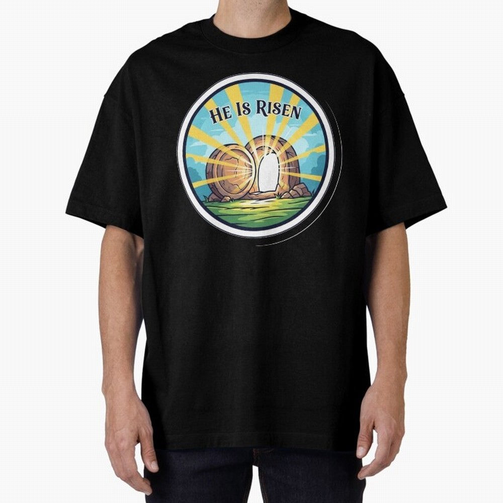 He Is Risen Indeed Easter Faith Sticker Oversized T-Shirt Celebrate Classic Football Spirit in Global Football Passion for FIFA World Cup 2026, Inspired by Messi, CR7 and Mbappe, Brazil, Portugal and Argentina, Stadium Chants, National Pride,