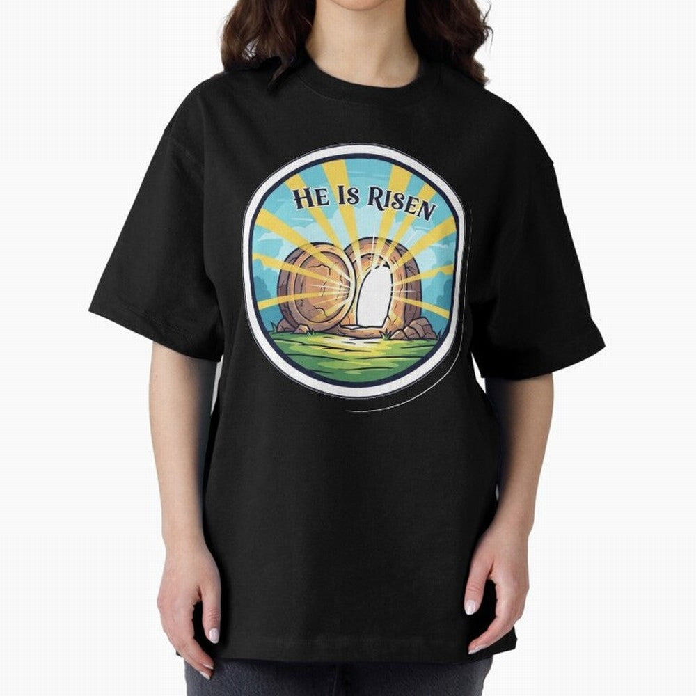 He Is Risen Indeed Easter Faith Sticker Oversized T-Shirt Celebrate Classic Football Spirit in Global Football Passion for FIFA World Cup 2026, Inspired by Messi, CR7 and Mbappe, Brazil, Portugal and Argentina, Stadium Chants, National Pride,