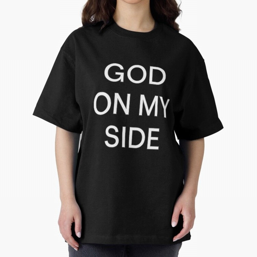 God On My Side - Minimalist Christian Outline Typography Oversized T-Shirt Unlock FIFA World Cup 2026 USA Canada Mexico Spirit, with Netherlands, Messi, CR7 and Mbappe, Supporter Pride, Iconic Celebrations, Legendary Names and Global Match Day