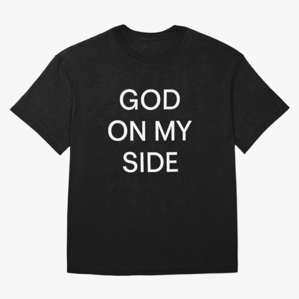 God On My Side - Minimalist Christian Outline Typography Oversized T-Shirt Unlock FIFA World Cup 2026 USA Canada Mexico Spirit, with Netherlands, Messi, CR7 and Mbappe, Supporter Pride, Iconic Celebrations, Legendary Names and Global Match Day
