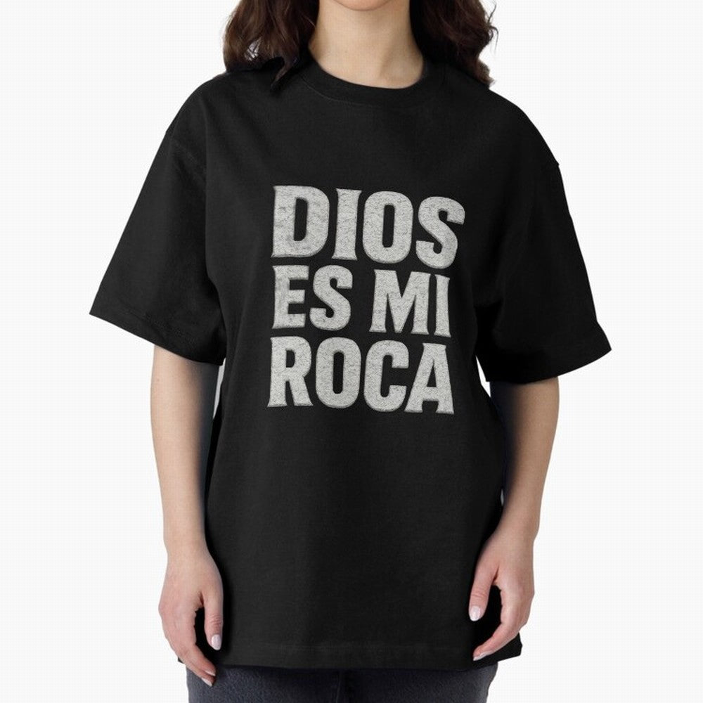 DIOS ES MI ROCA - White Stone Typography - Christian Oversized T-Shirt Show Your Love for FIFA World Cup 2026 USA Canada Mexico Spirit, Featuring France, Mbappe and Neymar, Vintage Soccer Flavor, Modern Football Stars, National Flags and Final