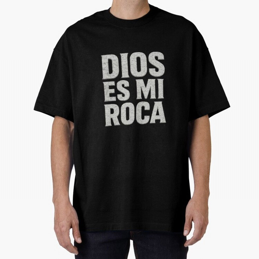 DIOS ES MI ROCA - White Stone Typography - Christian Oversized T-Shirt Show Your Love for FIFA World Cup 2026 USA Canada Mexico Spirit, Featuring France, Mbappe and Neymar, Vintage Soccer Flavor, Modern Football Stars, National Flags and Final