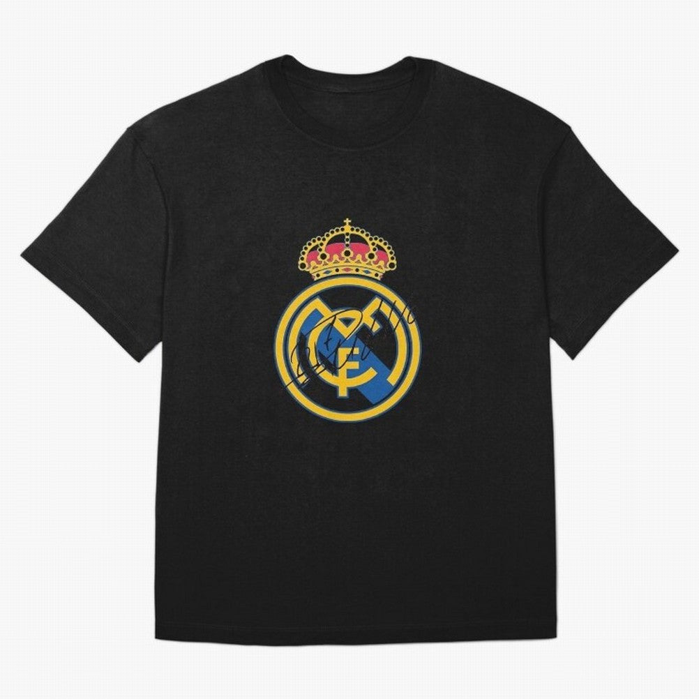 Real Madrid C.F. crest with Cristiano Ronaldo's autograph Oversized T-Shirt Support FIFA World Cup 2026 Group Stage Spirit, Built around Argentina and Brazil, Cristiano Ronaldo, Football Passion, Legendary Performances, Festival Vibes and Supporter