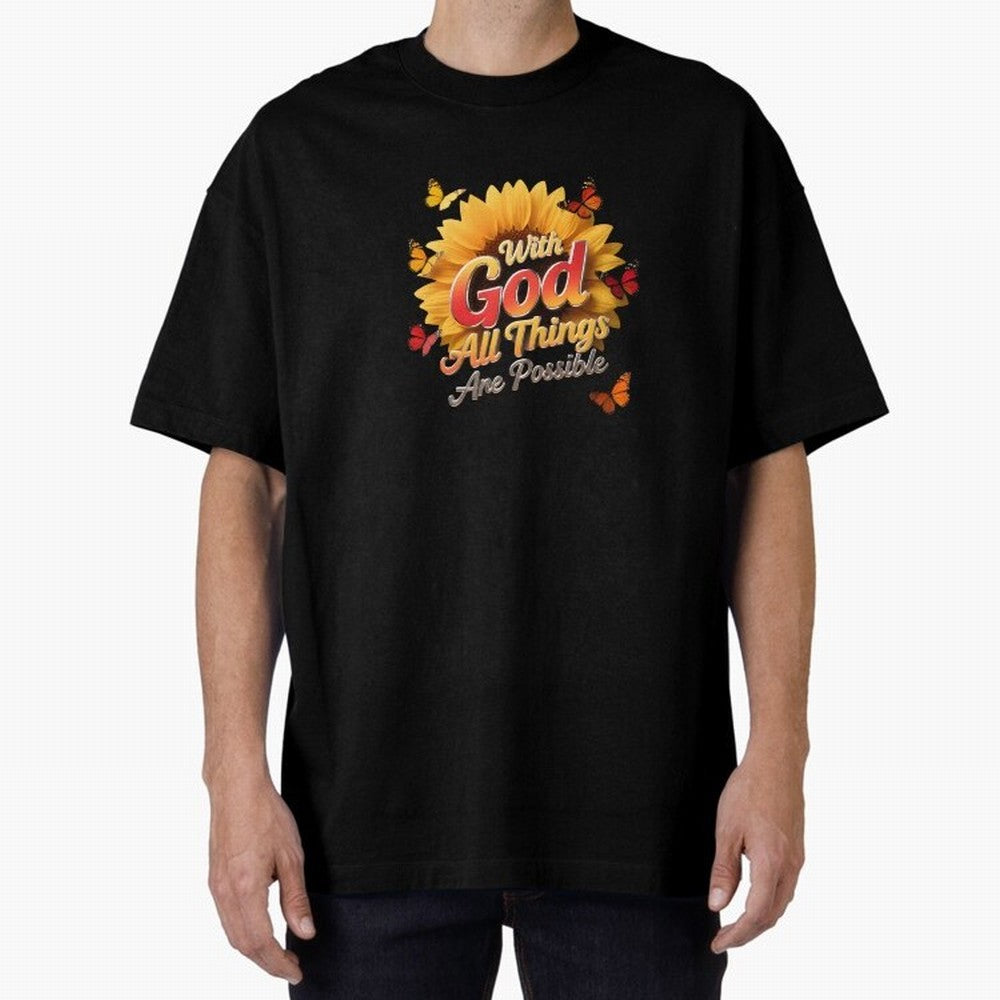 With God all things Are possible T shirt Oversized T-Shirt Mark Match Day Hype around FIFA World Cup 2026 USA Canada Mexico, Messi, Argentina and Brazil, Football Passion, Legendary Performances, Festival Vibes and Supporter Community; Built for