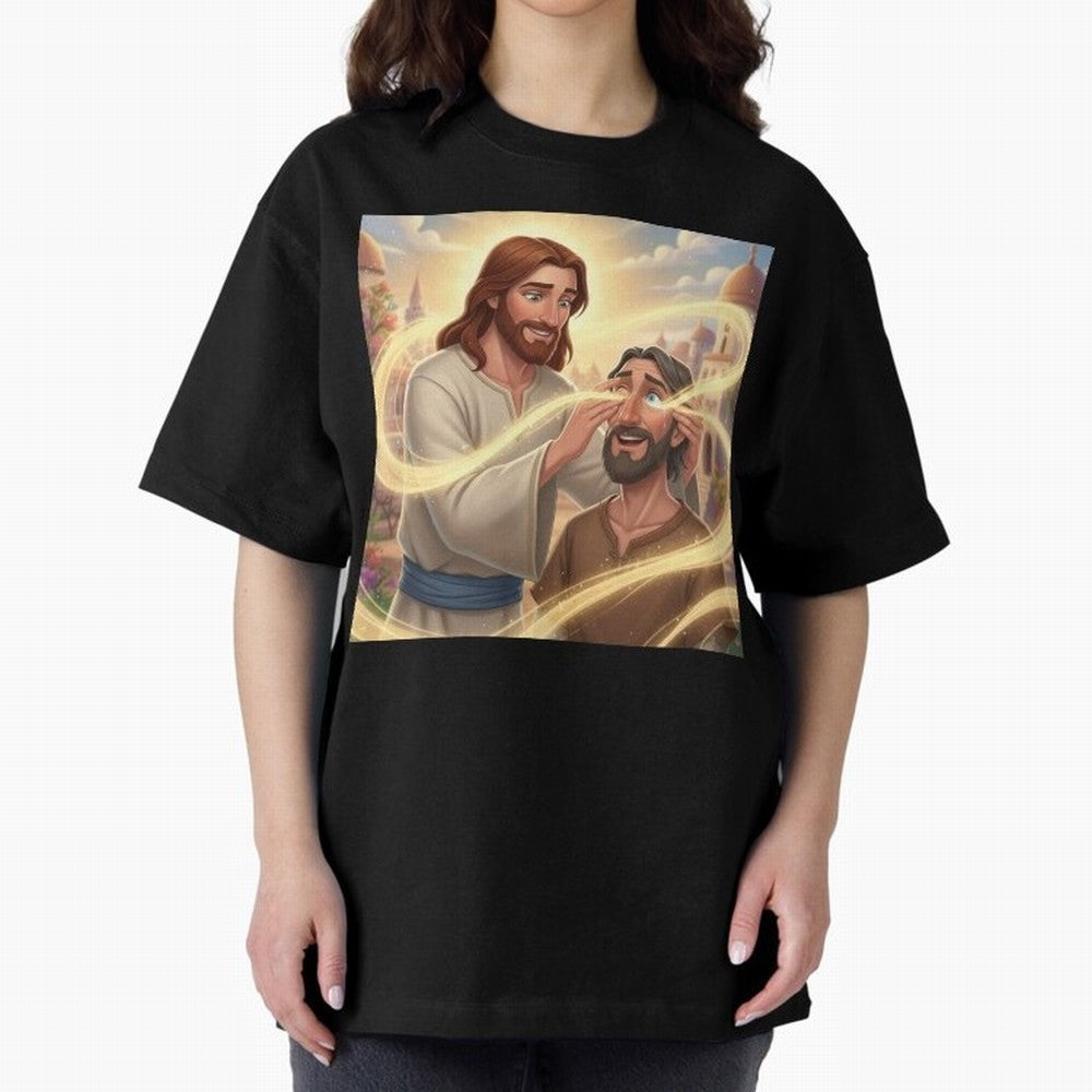 Jesus cure the blind Oversized T-Shirt Capture FIFA World Cup 2026 USA Canada Mexico Connected to CR7 and Messi, Brazil, Portugal and Argentina Energy, Champion Mindset, Group Stage Buzz, Knockout Tension and Passionate Fan Culture; Perfect for