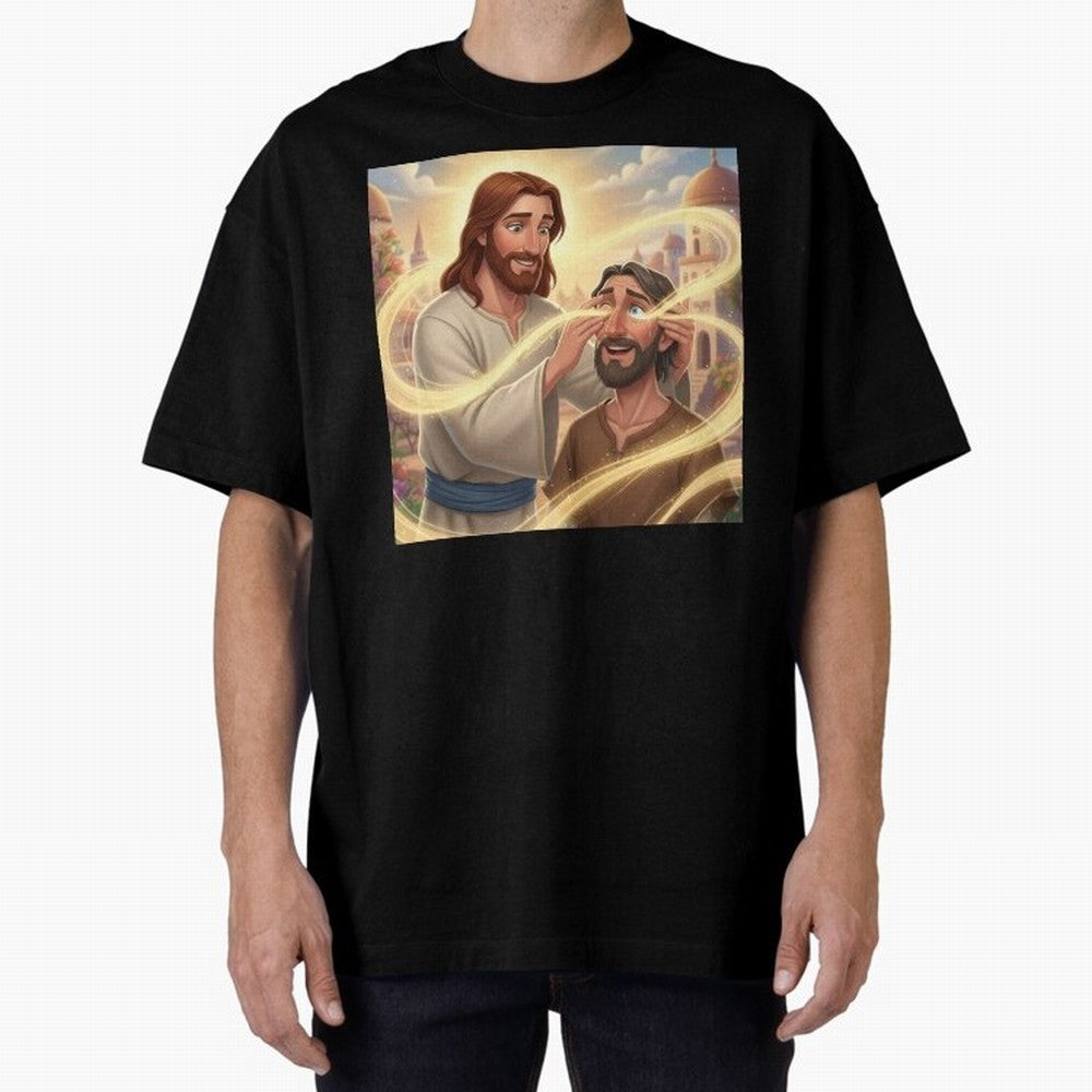 Jesus cure the blind Oversized T-Shirt Capture FIFA World Cup 2026 USA Canada Mexico Connected to CR7 and Messi, Brazil, Portugal and Argentina Energy, Champion Mindset, Group Stage Buzz, Knockout Tension and Passionate Fan Culture; Perfect for