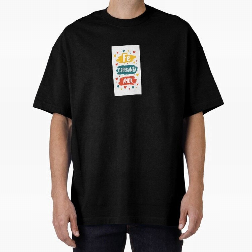 Fe Esperanza Amor Oversized T-Shirt Show Support during Global Football Passion for FIFA World Cup 2026 USA Canada Mexico, Inspired by CR7, Spain, Stadium Memories, Football Loyalty, International Chants and Championship Tradition; Perfect for