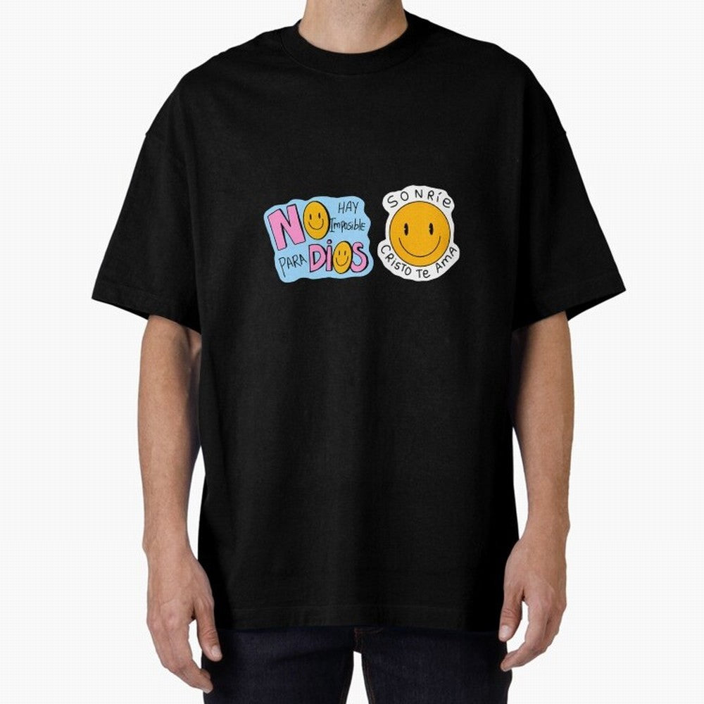 No Hay Imposibles Para Dios Sonrie Cristo Te Ama Oversized T-Shirt Share Global Football Passion for FIFA World Cup 2026, Filled with Haaland, Netherlands, Goal Celebration Energy, Supporter Heritage, Football Icons and Worldwide Tournament Joy;