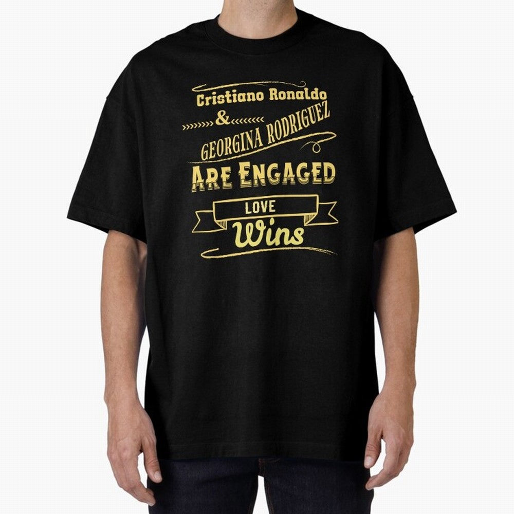 Cristiano & Georgina Engagement ¨C True Love Story Oversized T-Shirt Join FIFA World Cup 2026 Group Stage Spirit, with England, France and Netherlands, Neymar, Haaland and Cristiano Ronaldo, Retro Football Energy, Iconic Rivalries, Trophy Chase