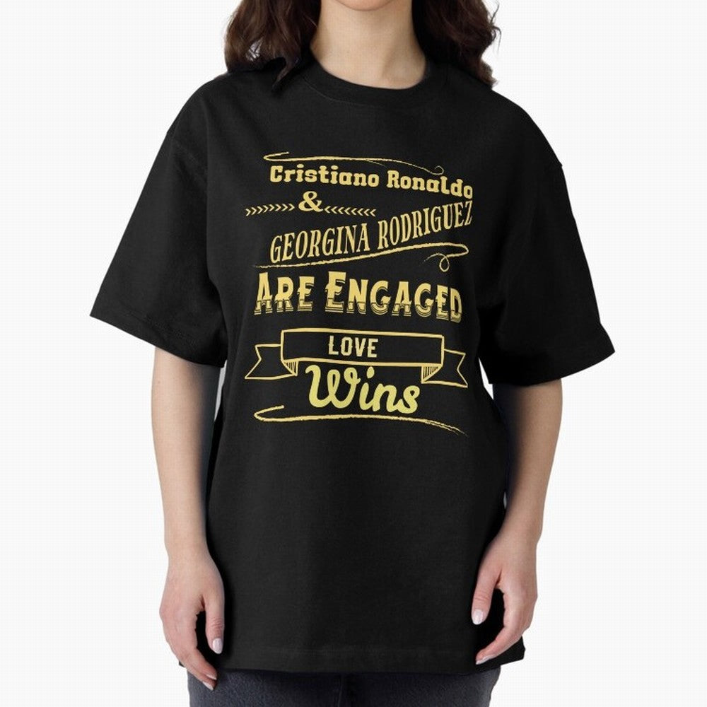 Cristiano & Georgina Engagement ¨C True Love Story Oversized T-Shirt Join FIFA World Cup 2026 Group Stage Spirit, with England, France and Netherlands, Neymar, Haaland and Cristiano Ronaldo, Retro Football Energy, Iconic Rivalries, Trophy Chase