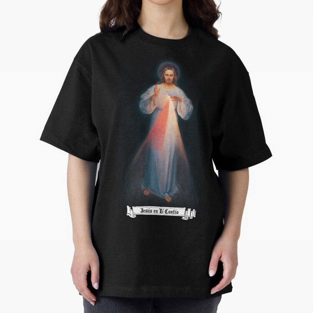 Imagen de la Divina Misericordia, JES¨²S EN T¨ª CONF¨ªO regalos cat¨®licos y cristianos, Oversized T-Shirt Celebrate Global Passion for FIFA World Cup 2026 USA Canada Mexico for Fans of CR7 and Messi and Spain and Netherlands, Bringing Football