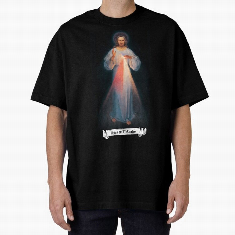 Imagen de la Divina Misericordia, JES¨²S EN T¨ª CONF¨ªO regalos cat¨®licos y cristianos, Oversized T-Shirt Celebrate Global Passion for FIFA World Cup 2026 USA Canada Mexico for Fans of CR7 and Messi and Spain and Netherlands, Bringing Football