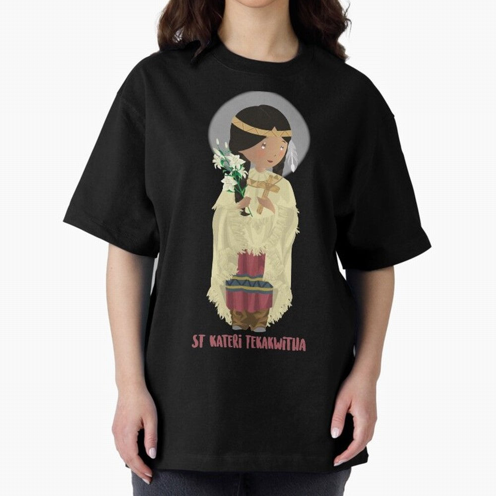 Saint Kateri Tekakwitha Oversized T-Shirt Showcase FIFA World Cup 2026 Spirit, Driven by Argentina and Brazil, Neymar, Haaland and Cristiano Ronaldo, Sports Nostalgia, International Competition, Famous Players and Unforgettable Victories; Made for