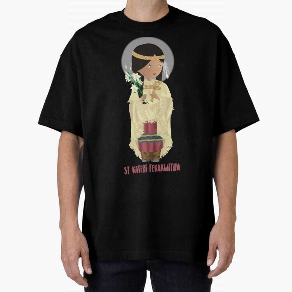 Saint Kateri Tekakwitha Oversized T-Shirt Showcase FIFA World Cup 2026 Spirit, Driven by Argentina and Brazil, Neymar, Haaland and Cristiano Ronaldo, Sports Nostalgia, International Competition, Famous Players and Unforgettable Victories; Made for