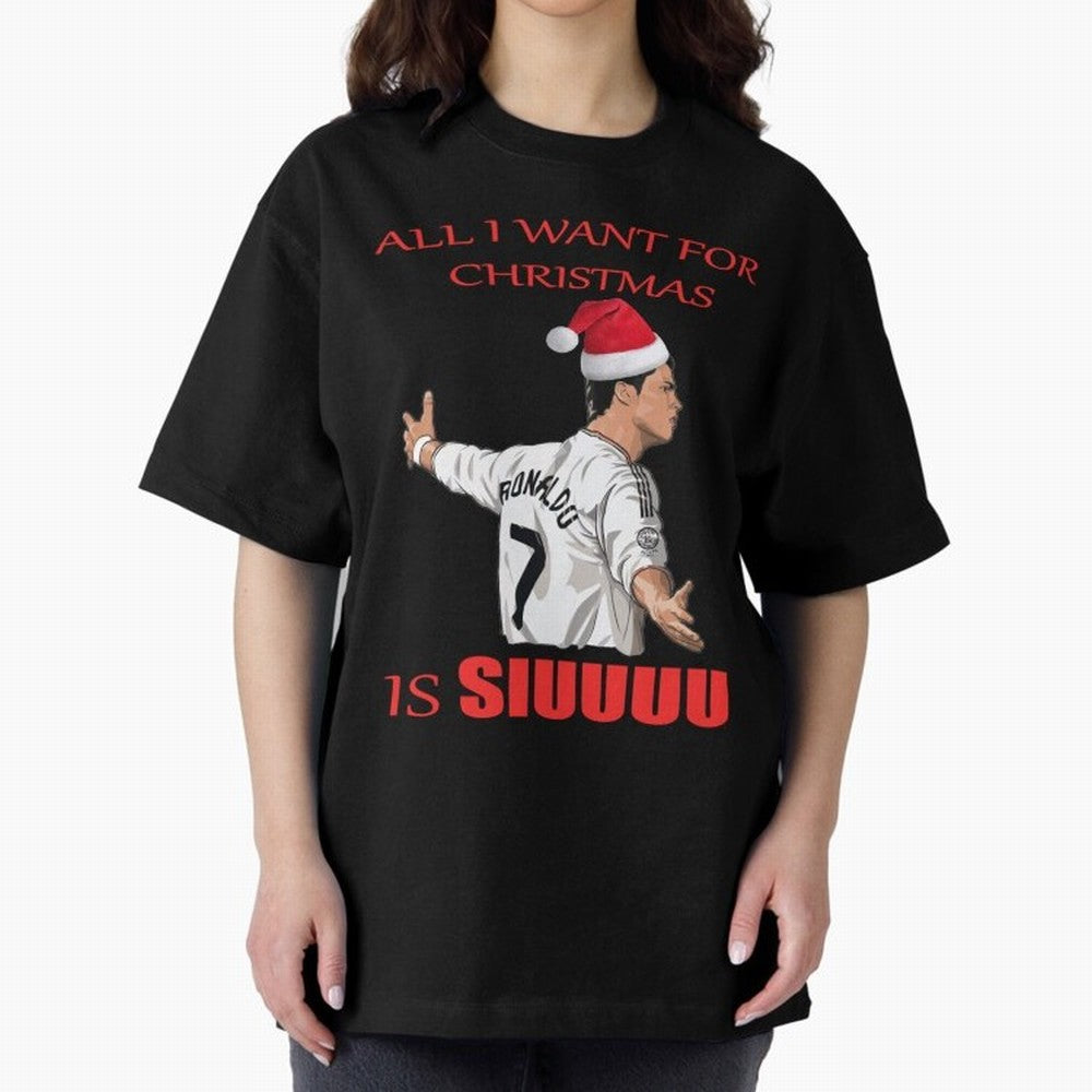 All I Want For Christmas Is Siuuu Oversized T-Shirt Celebrate Rivalries and Pride in Match Day Hype around FIFA World Cup 2026 Group Stage, Messi, Netherlands, Vintage Soccer Flavor, Modern Football Stars, National Flags and Final Night Emotion;