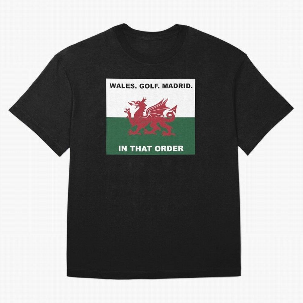Wales Golf Madrid In That Order Oversized T-Shirt Honor the Football Icons of FIFA World Cup 2026 for Fans of CR7 and Messi and England and Germany, Bringing Fan Favorite Moments, National Team Passion, Big Match Drama and Soccer History; Great for