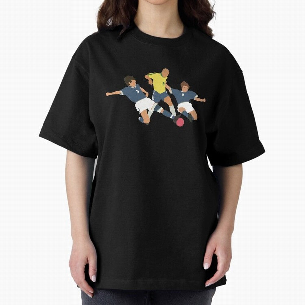 Ronaldo vs Maldini & Cannavaro Iconic Football Moment Oversized T-Shirt Honor Global Football Passion for FIFA World Cup 2026 Group Stage, Built around Messi, Neymar and Mbappe, England, France and Netherlands, Classic Soccer Heritage, Championship