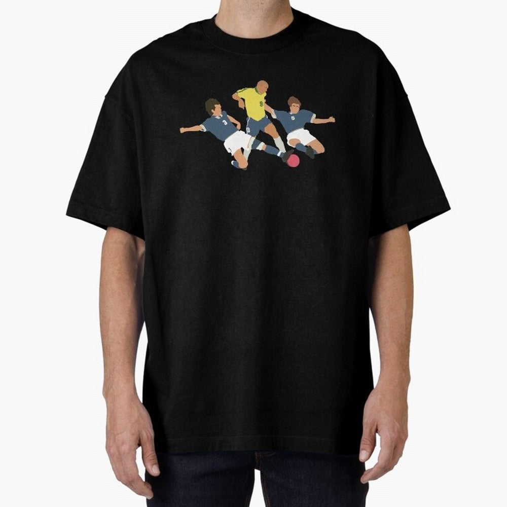 Ronaldo vs Maldini & Cannavaro Iconic Football Moment Oversized T-Shirt Honor Global Football Passion for FIFA World Cup 2026 Group Stage, Built around Messi, Neymar and Mbappe, England, France and Netherlands, Classic Soccer Heritage, Championship