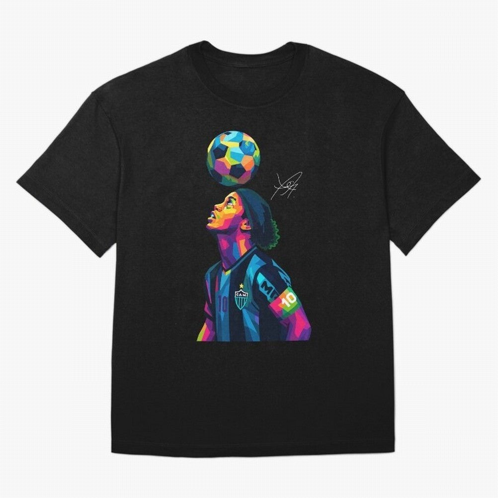 Ronaldinho Wpap Art Oversized T-Shirt Support FIFA World Cup 2026 Group Stage Spirit, Featuring Argentina, France and Brazil, Messi and Cristiano Ronaldo, Retro Football Energy, Iconic Rivalries, Trophy Chase Drama and Stadium Atmosphere; Great for