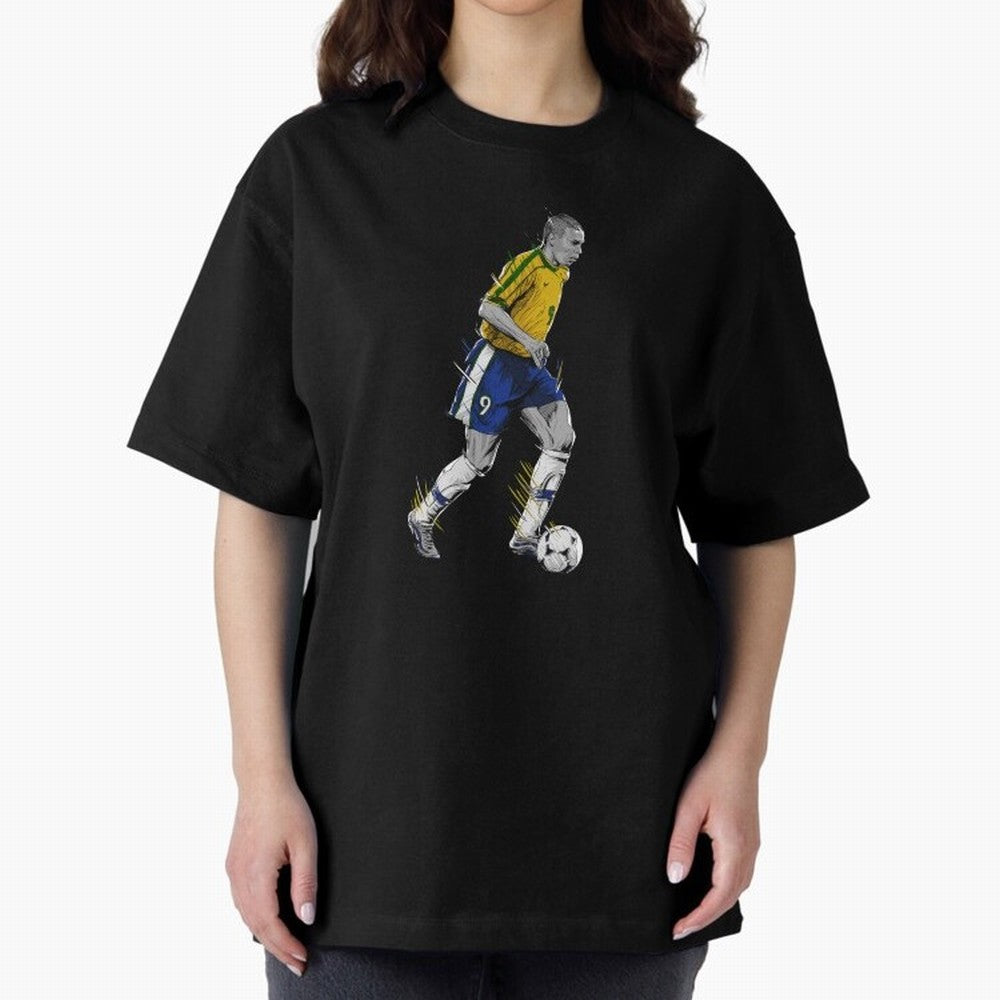 Ronaldo R9 Phenomenon Oversized T-Shirt Honor the Football Icons of Match Day Hype around FIFA World Cup 2026 Group Stage, Mbappe, Argentina and Brazil, Game Day Rituals, Football Legends, Country Pride and the Road to the Final; Ideal for Football