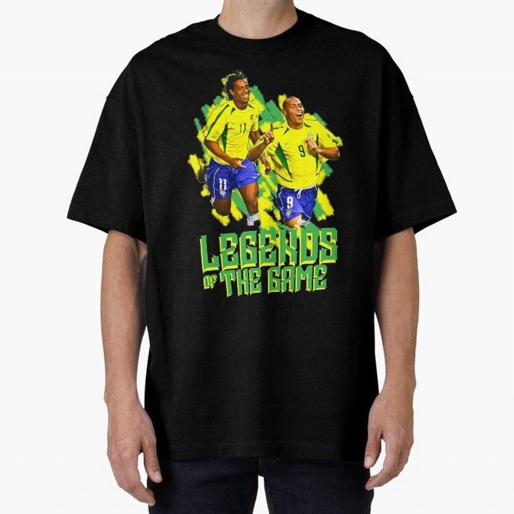 Ronaldinho and ronaldo brazil football print art Oversized T-Shirt Bring Stadium Energy to Match Day Hype around FIFA World Cup 2026 USA Canada Mexico, Haaland and Mbappe, Brazil, Goal Celebration Energy, Supporter Heritage, Football Icons and
