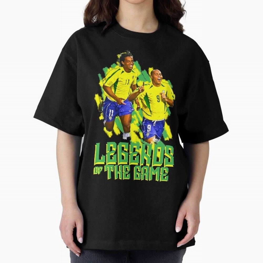 Ronaldinho and ronaldo brazil football print art Oversized T-Shirt Bring Stadium Energy to Match Day Hype around FIFA World Cup 2026 USA Canada Mexico, Haaland and Mbappe, Brazil, Goal Celebration Energy, Supporter Heritage, Football Icons and