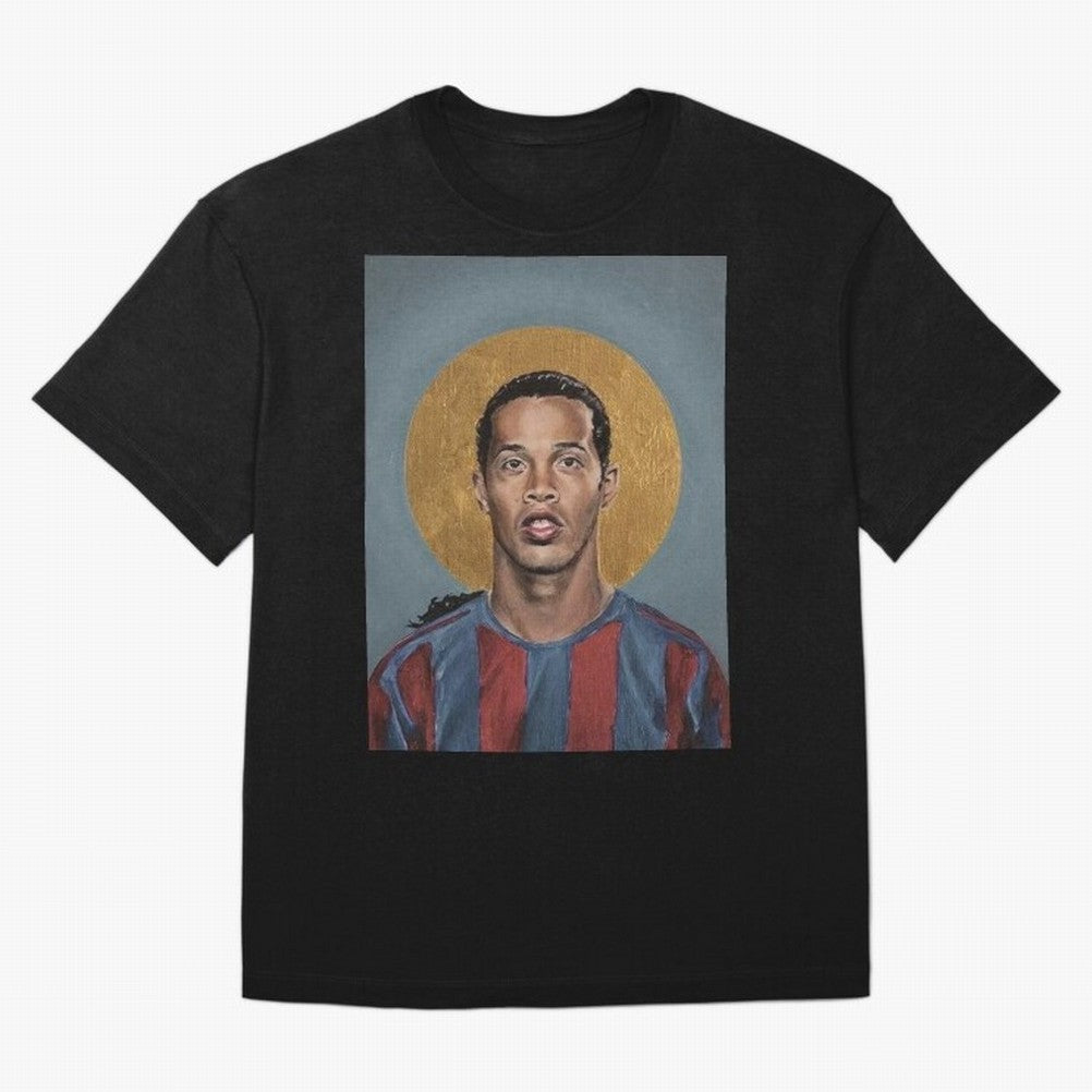 Art Ronaldinho Painting Oversized T-Shirt Share the Excitement of FIFA World Cup 2026 Group Stage for Fans of Haaland and Mbappe and England and Germany, Bringing Championship Spirit, Famous Goals, Roaring Crowds and International Football Unity;
