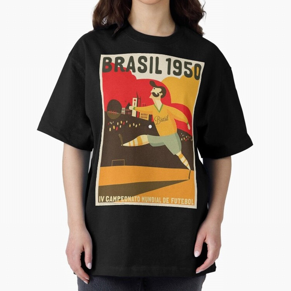 Brasil 1950 World Cup Oversized T-Shirt Celebrate Every Goal in FIFA World Cup 2026 USA Canada Mexico Spirit, Capturing Spain and Netherlands, Neymar, Game Day Rituals, Football Legends, Country Pride and the Road to the Final; Ideal for Fans Who