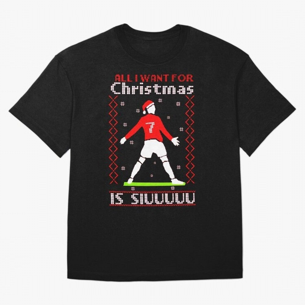 All I Want for Christmas Is Siu Ronaldo Oversized T-Shirt Join Supporters Worldwide for Global Football Passion for FIFA World Cup 2026 Group Stage, Featuring Cristiano Ronaldo, Haaland and CR7, Spain, Stadium Chants, National Pride, Trophy Dreams