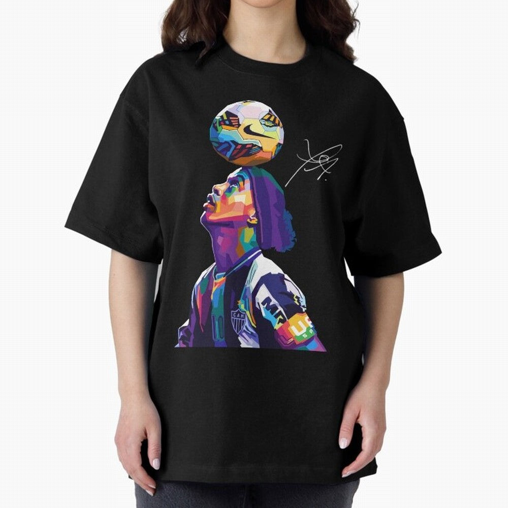 Ronaldinho Wpap Pop Art Oversized T-Shirt Turn Football Passion into Match Day Hype around FIFA World Cup 2026 USA Canada Mexico, Mbappe and Neymar, Netherlands, Worldwide Fan Energy, Dramatic Goals, Stadium Lights and Championship Celebrations;