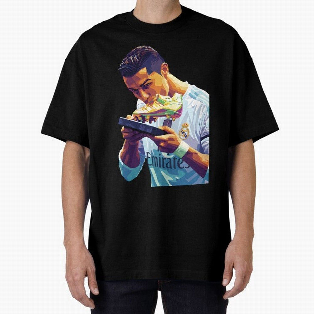 Ronaldo pop art Oversized T-Shirt Celebrate Rivalries and Pride in Match Day Hype around FIFA World Cup 2026 Group Stage, Messi, Netherlands, Vintage Soccer Flavor, Modern Football Stars, National Flags and Final Night Emotion; Perfect for
