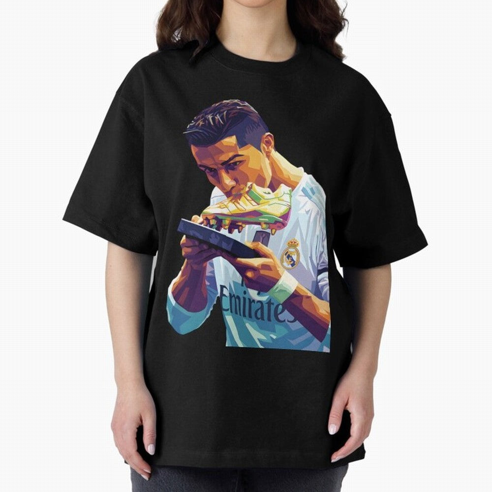 Ronaldo pop art Oversized T-Shirt Celebrate Rivalries and Pride in Match Day Hype around FIFA World Cup 2026 Group Stage, Messi, Netherlands, Vintage Soccer Flavor, Modern Football Stars, National Flags and Final Night Emotion; Perfect for