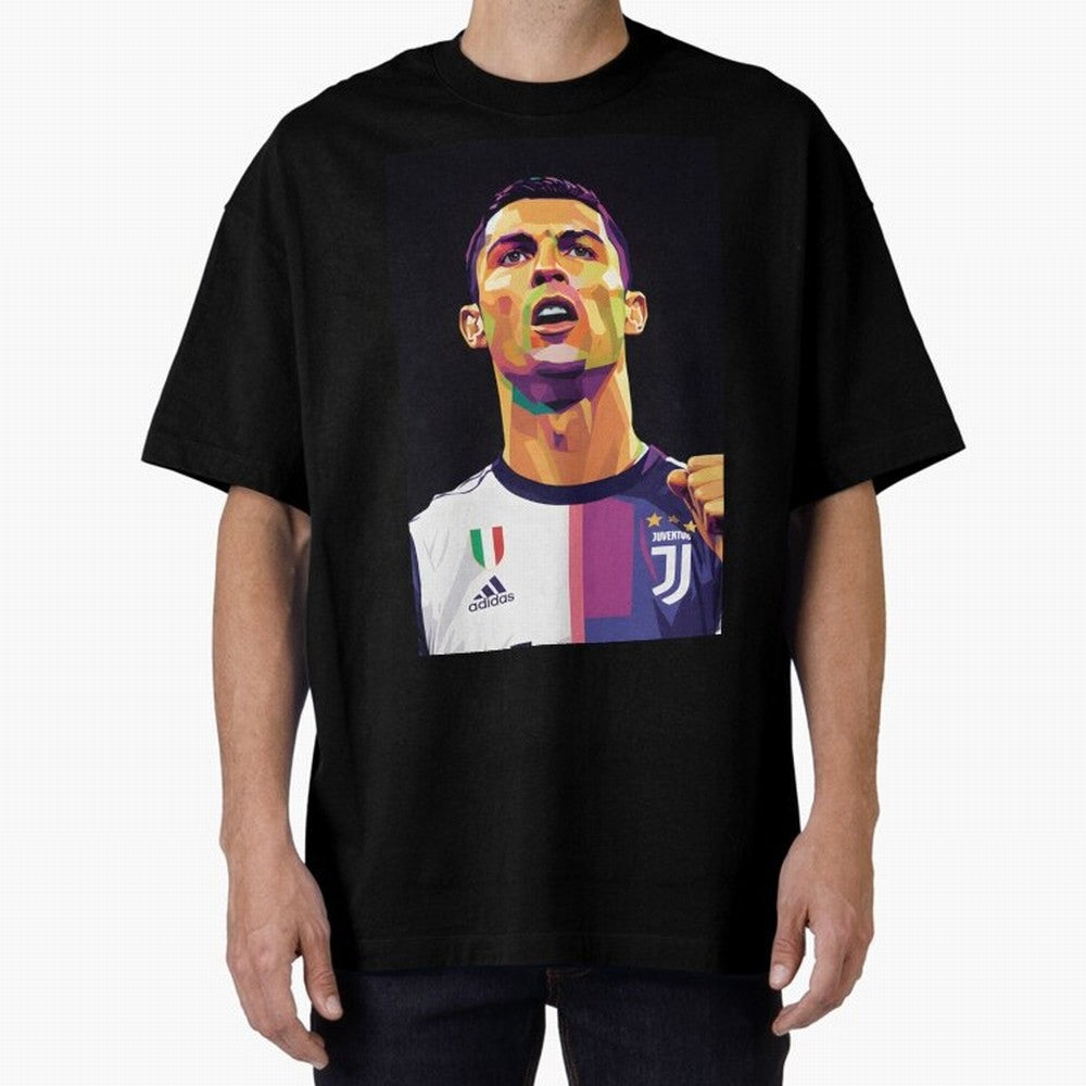 Ronaldo pop art Oversized T-Shirt Honor Football Greatness during Global Football Passion for FIFA World Cup 2026, Connected to Messi, Neymar and Mbappe, Portugal, Spain and Germany, Football History, Final Match Energy, Crowd Noise and Once in a