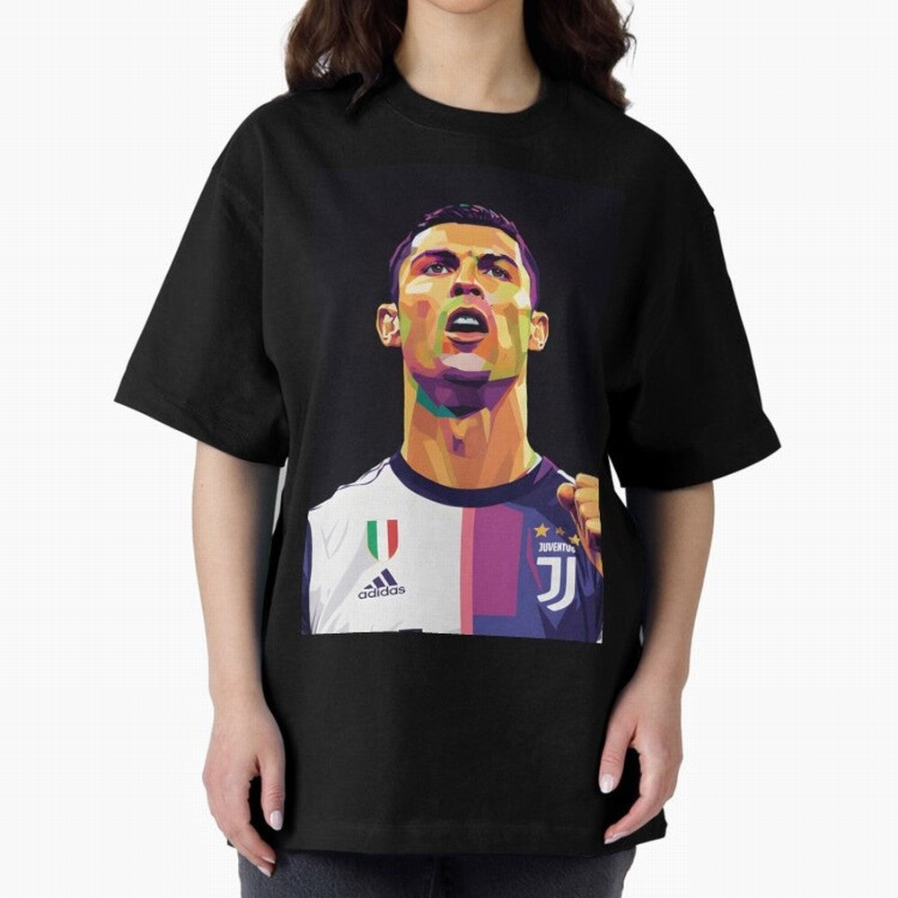 Ronaldo pop art Oversized T-Shirt Honor Football Greatness during Global Football Passion for FIFA World Cup 2026, Connected to Messi, Neymar and Mbappe, Portugal, Spain and Germany, Football History, Final Match Energy, Crowd Noise and Once in a