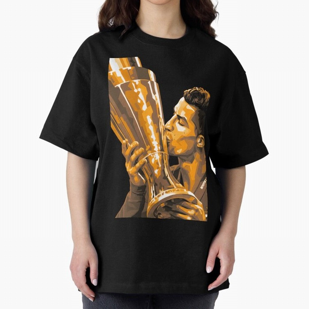 Ronaldo Oversized T-Shirt Cheer for FIFA World Cup 2026 for Fans of Messi and England, Bringing Championship Spirit, Famous Goals, Roaring Crowds and International Football Unity; Ideal for Passionate Fans Who Love Underdog Stories, Superstar Goals