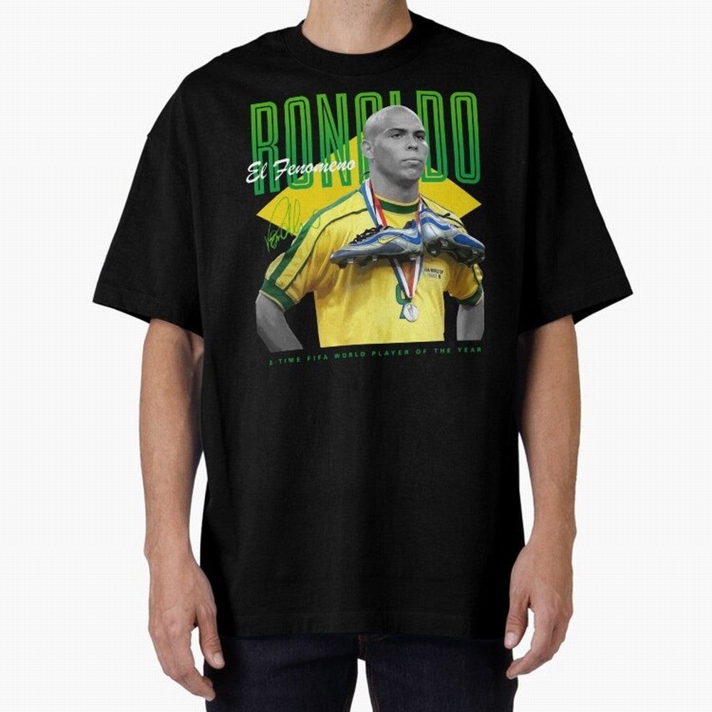 Ronaldo 3 Time Fifa World Player Of The Year Oversized T-Shirt Show Your Love for the FIFA World Cup 2026 Group Stage Journey through Mbappe Highlights, Argentina and Brazil Pride, Retro Football Energy, Iconic Rivalries, Trophy Chase Drama and