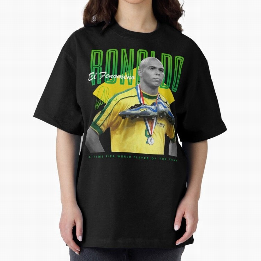Ronaldo 3 Time Fifa World Player Of The Year Oversized T-Shirt Show Your Love for the FIFA World Cup 2026 Group Stage Journey through Mbappe Highlights, Argentina and Brazil Pride, Retro Football Energy, Iconic Rivalries, Trophy Chase Drama and