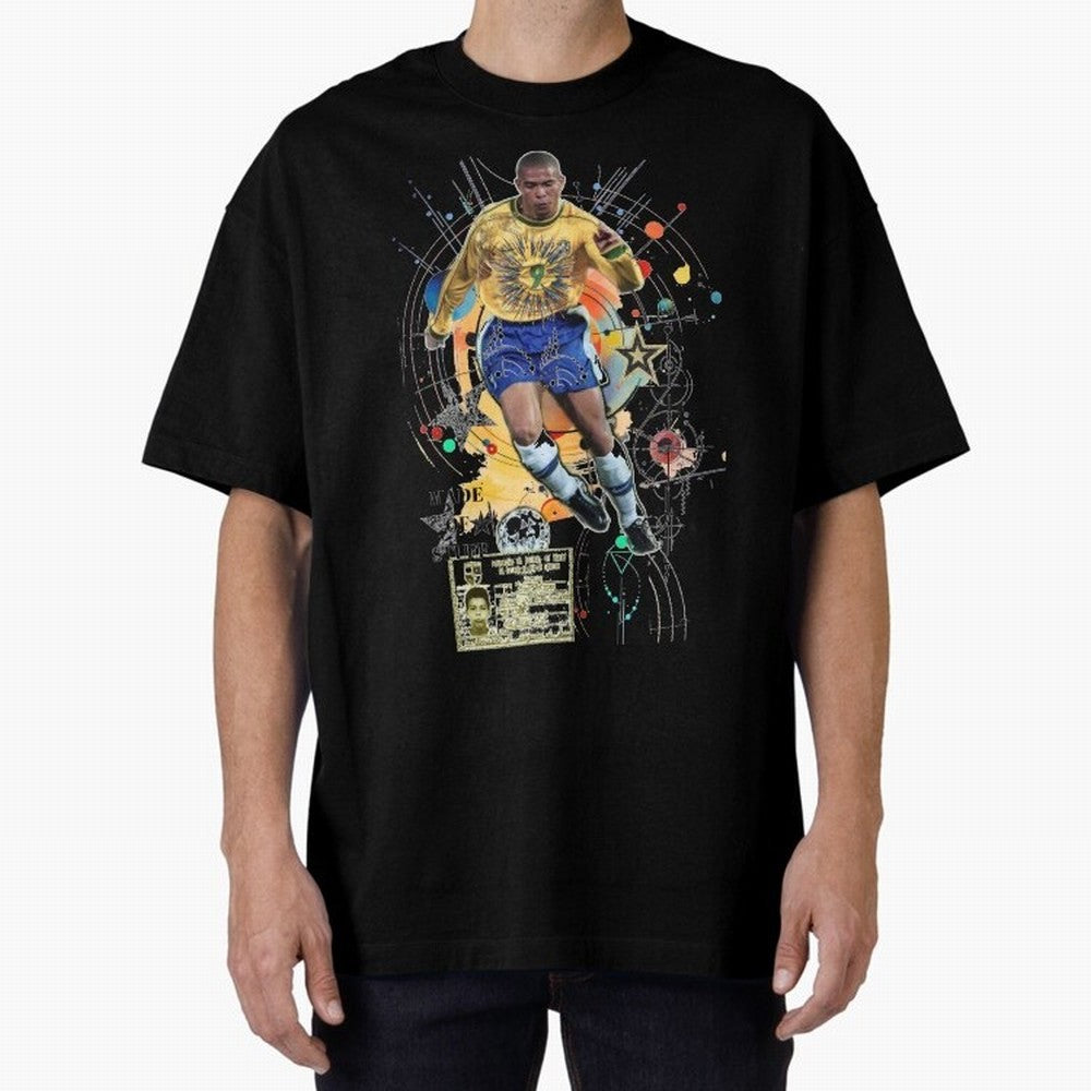 Ronaldo Nazario Football Playmaker Oversized T-Shirt Elevate the FIFA World Cup 2026 Journey through Messi Highlights, Netherlands Pride, Classic Soccer Heritage, Championship Pressure, Fan Loyalty and International Pride; Made for Collectors Who